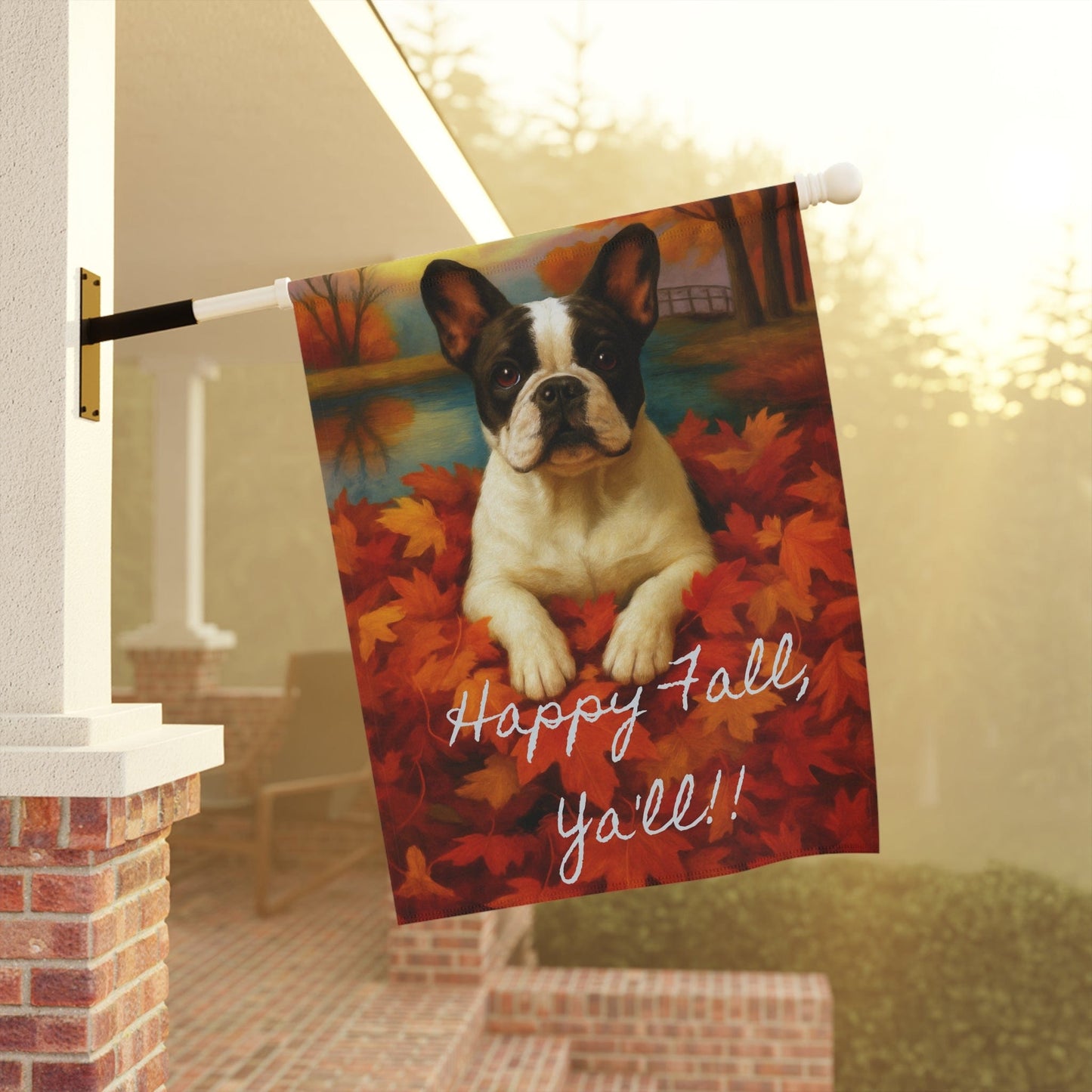 Piebald French Bulldog Fall Ya'll Garden Flag