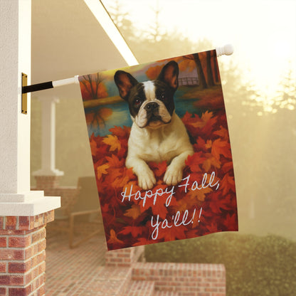 Piebald French Bulldog Fall Ya'll Garden Flag