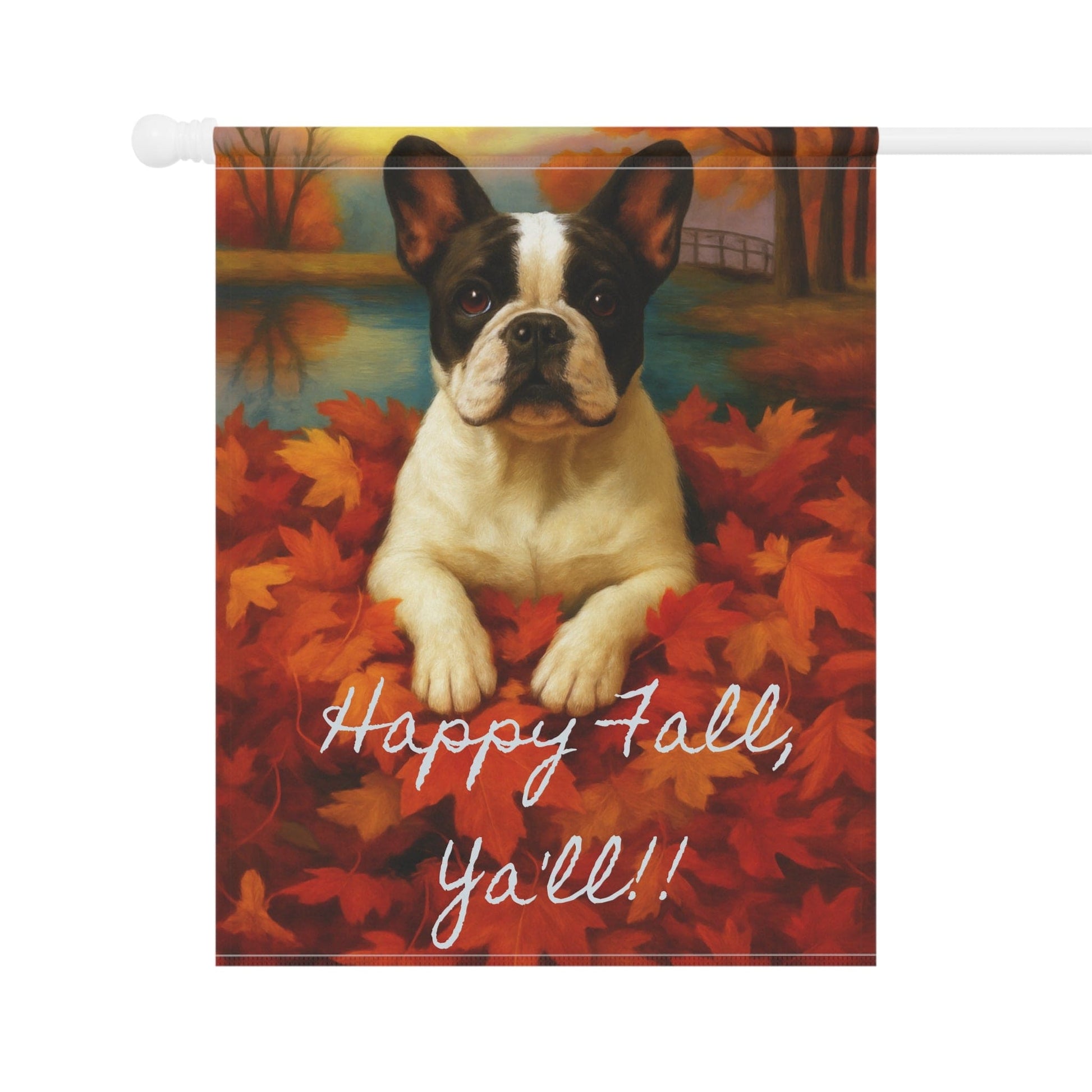 Piebald French Bulldog Fall Ya'll Garden Flag