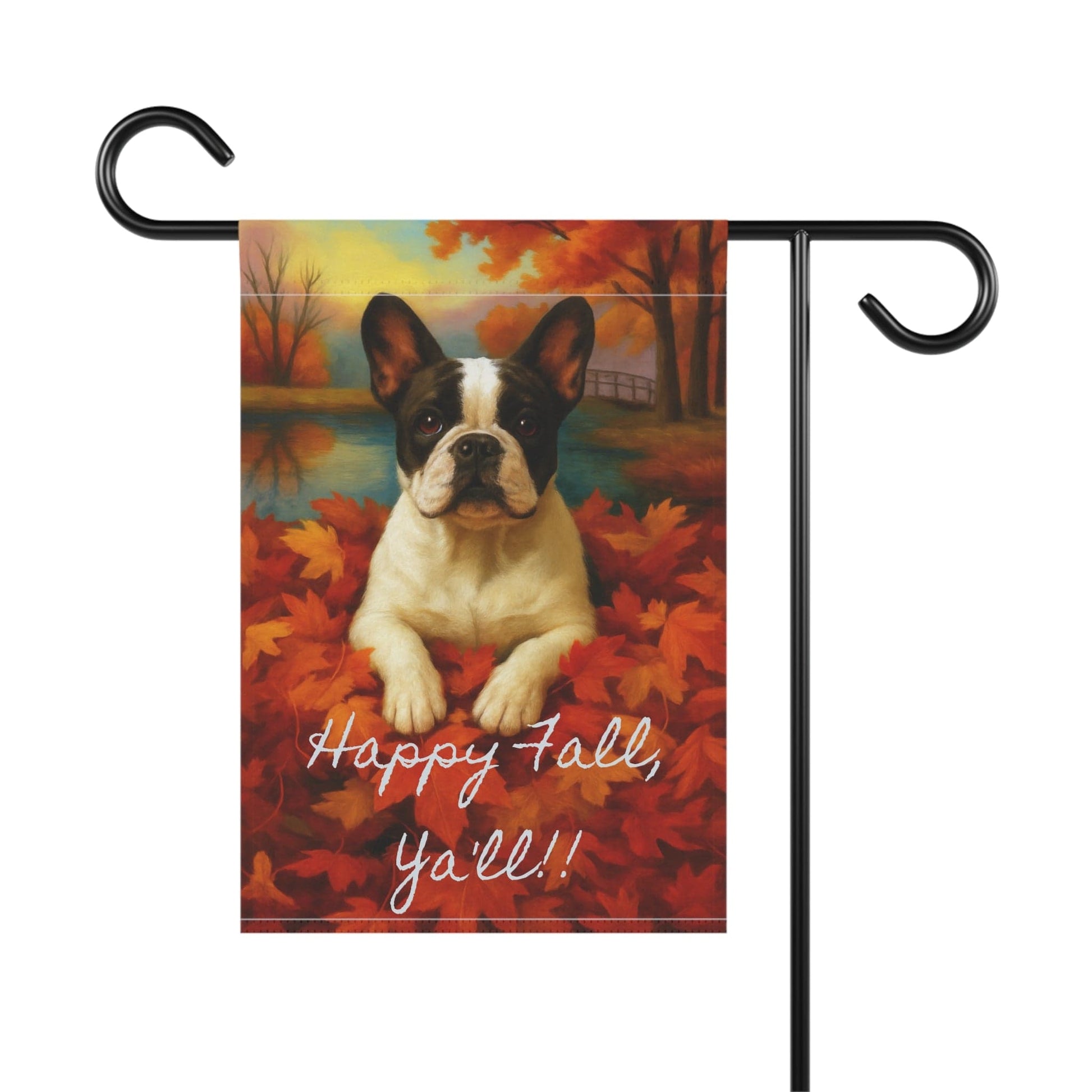 Piebald French Bulldog Fall Ya'll Garden Flag