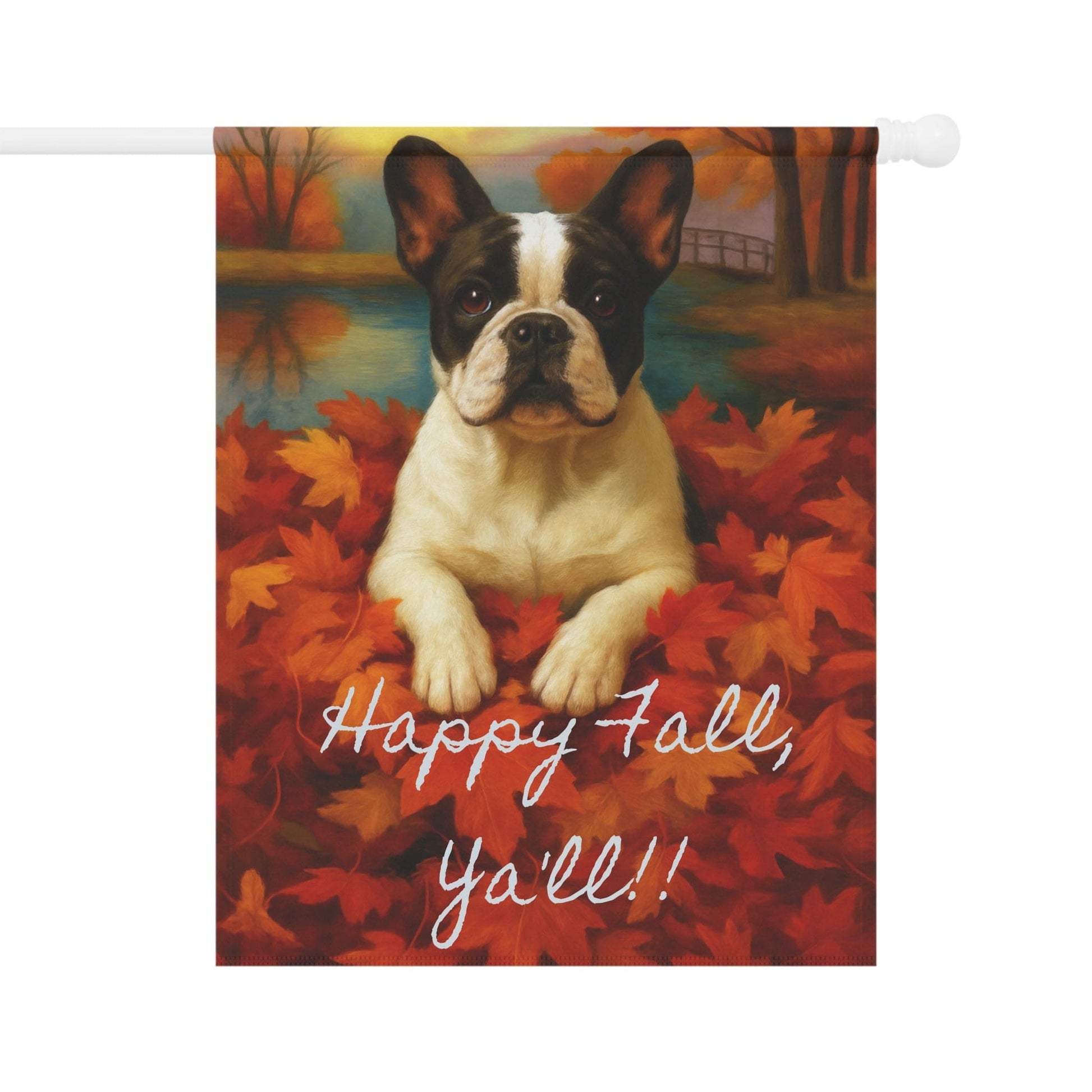Piebald French Bulldog Fall Ya'll Garden Flag