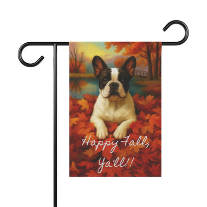 Piebald French Bulldog Fall Ya'll Garden Flag