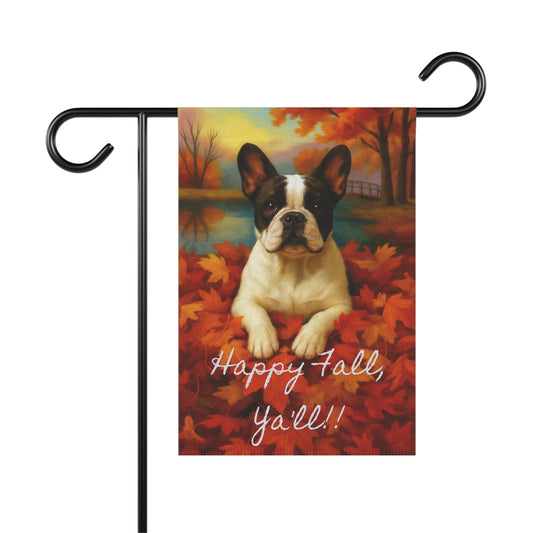 Piebald French Bulldog Fall Ya'll Garden Flag