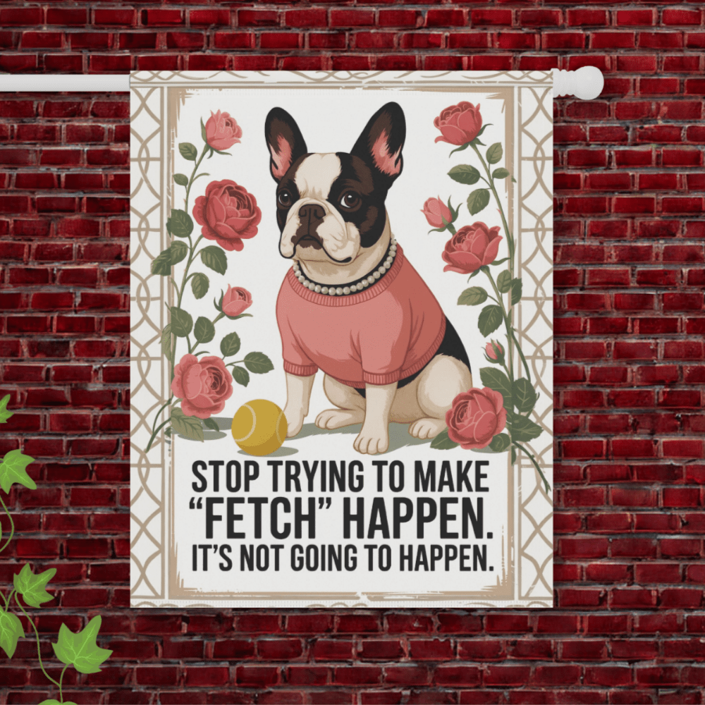 Piebald French Bulldog Fetch Garden Flag 24.5'' × 32''