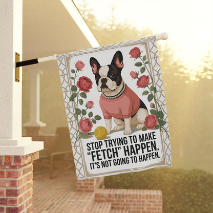Piebald French Bulldog Fetch Garden Flag