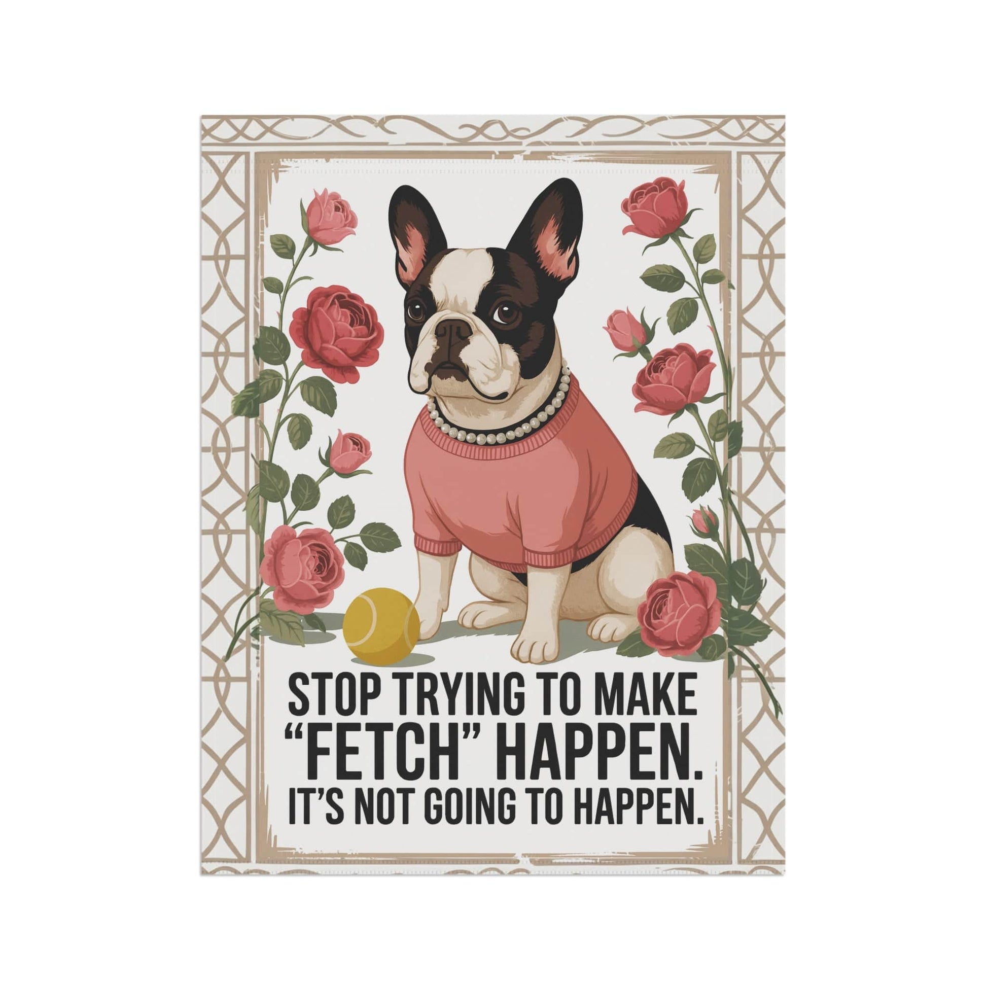 Piebald French Bulldog Fetch Garden Flag