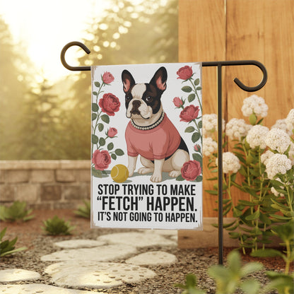 Piebald French Bulldog Fetch Garden Flag
