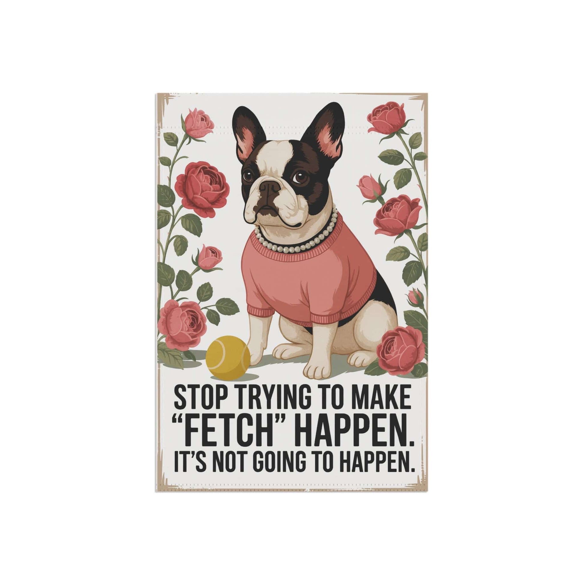 Piebald French Bulldog Fetch Garden Flag