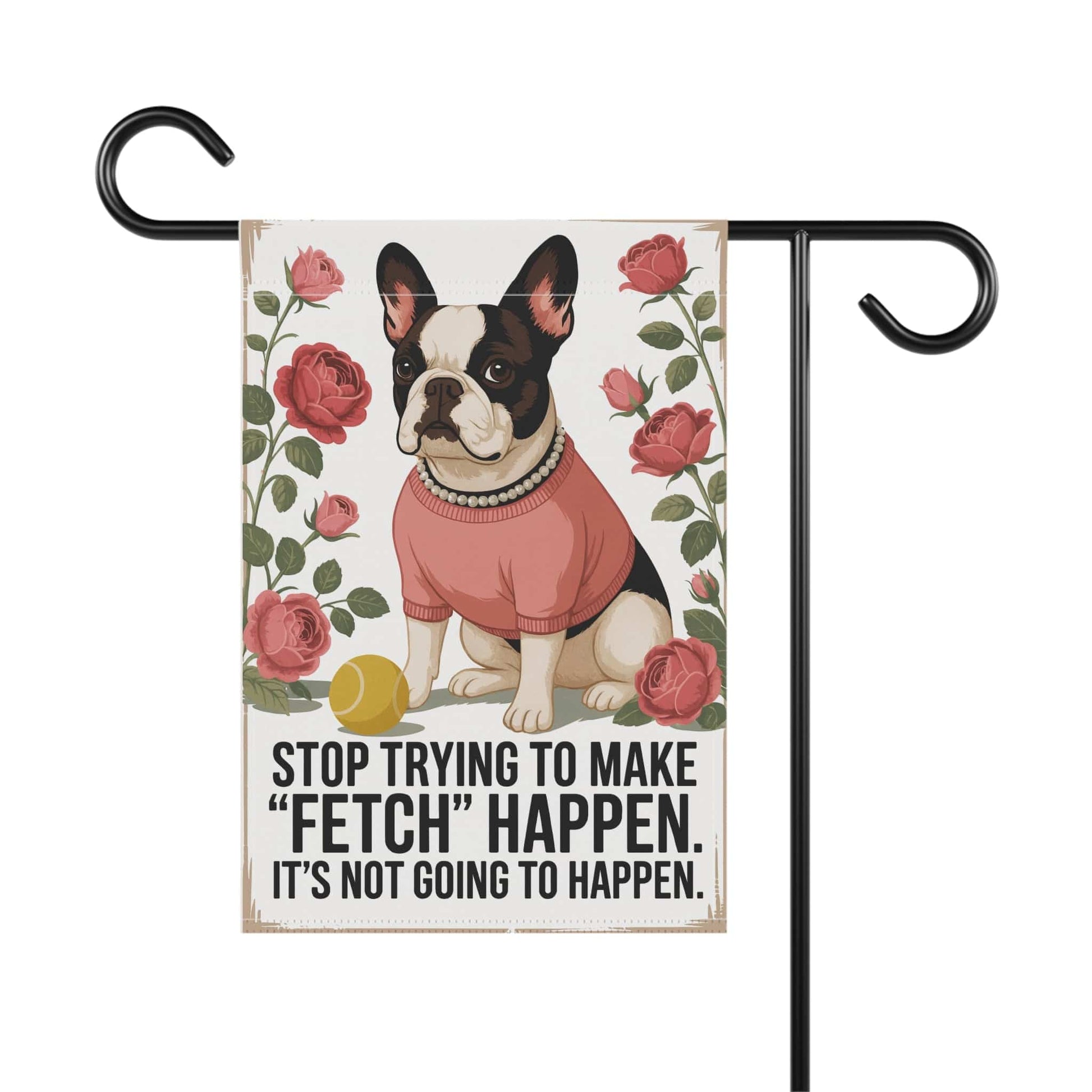 Piebald French Bulldog Fetch Garden Flag