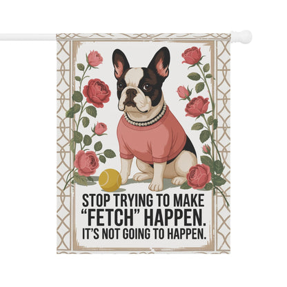 Piebald French Bulldog Fetch Garden Flag