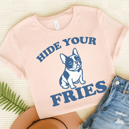 Piebald French Bulldog Fries TShirt Soft Pink