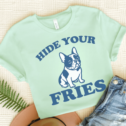Piebald French Bulldog Fries TShirt Heather Mint