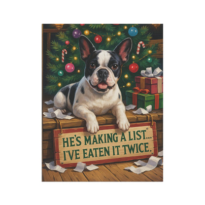 Piebald French Bulldog Funny Christmas Flag