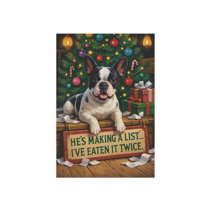 Piebald French Bulldog Funny Christmas Flag