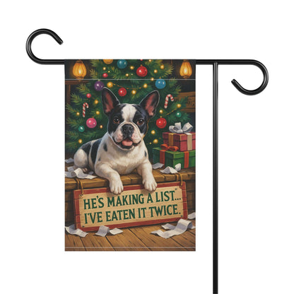 Piebald French Bulldog Funny Christmas Flag