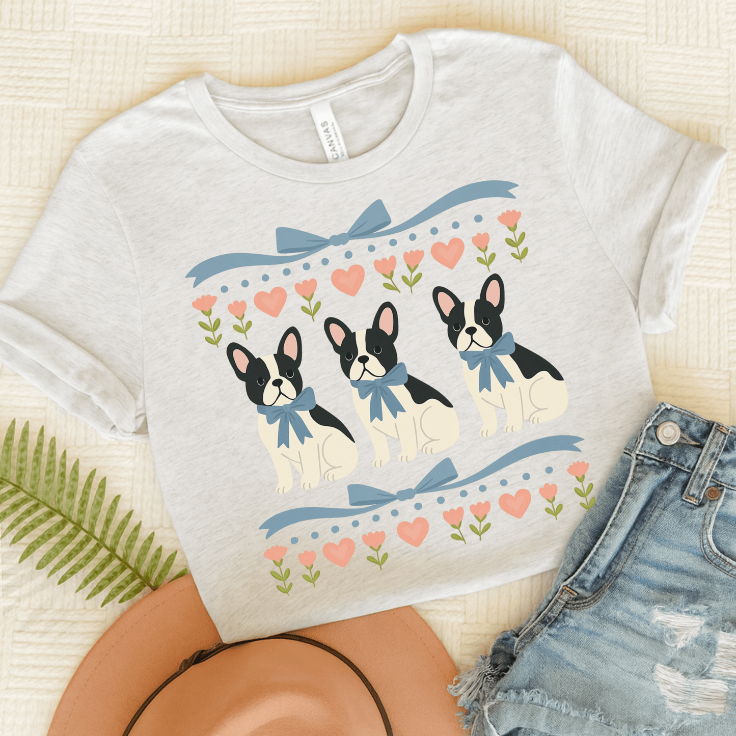 Piebald French Bulldog Grandma TShirt Ash