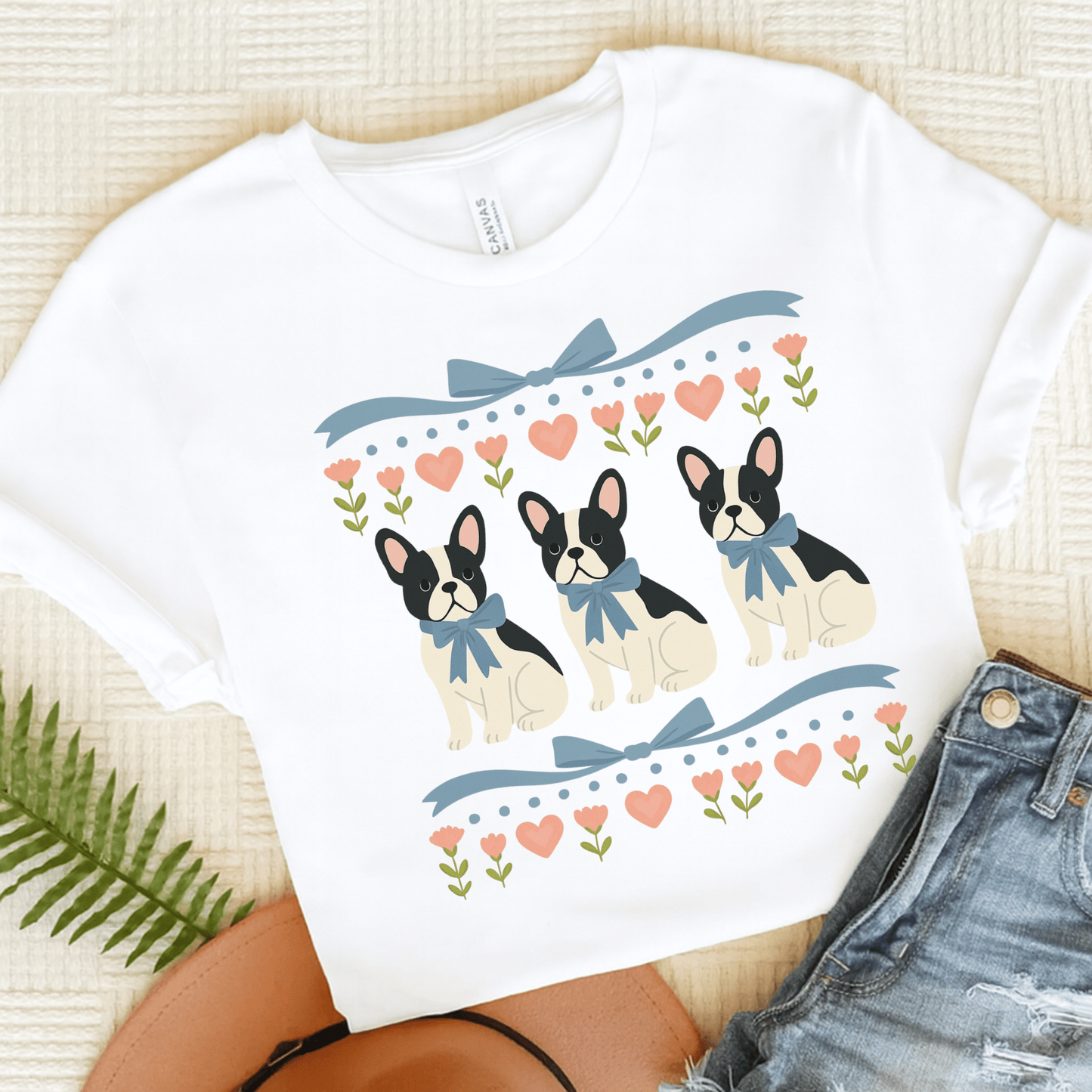 Piebald French Bulldog Grandma TShirt White