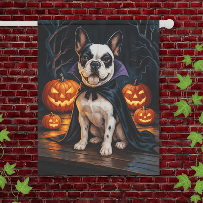 Printify Garden Flag 24.5'' × 32'' Piebald French Bulldog Halloween Garden Flag
