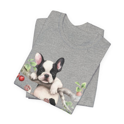 Printify T-Shirt Piebald French Bulldog Hang In There Tshirt
