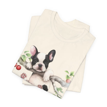 Printify T-Shirt Piebald French Bulldog Hang In There Tshirt
