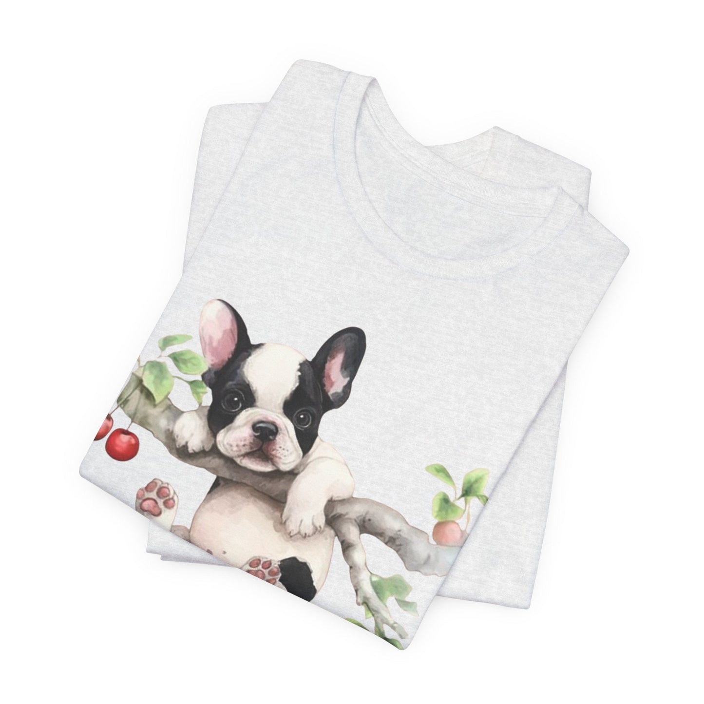 Printify T-Shirt Piebald French Bulldog Hang In There Tshirt