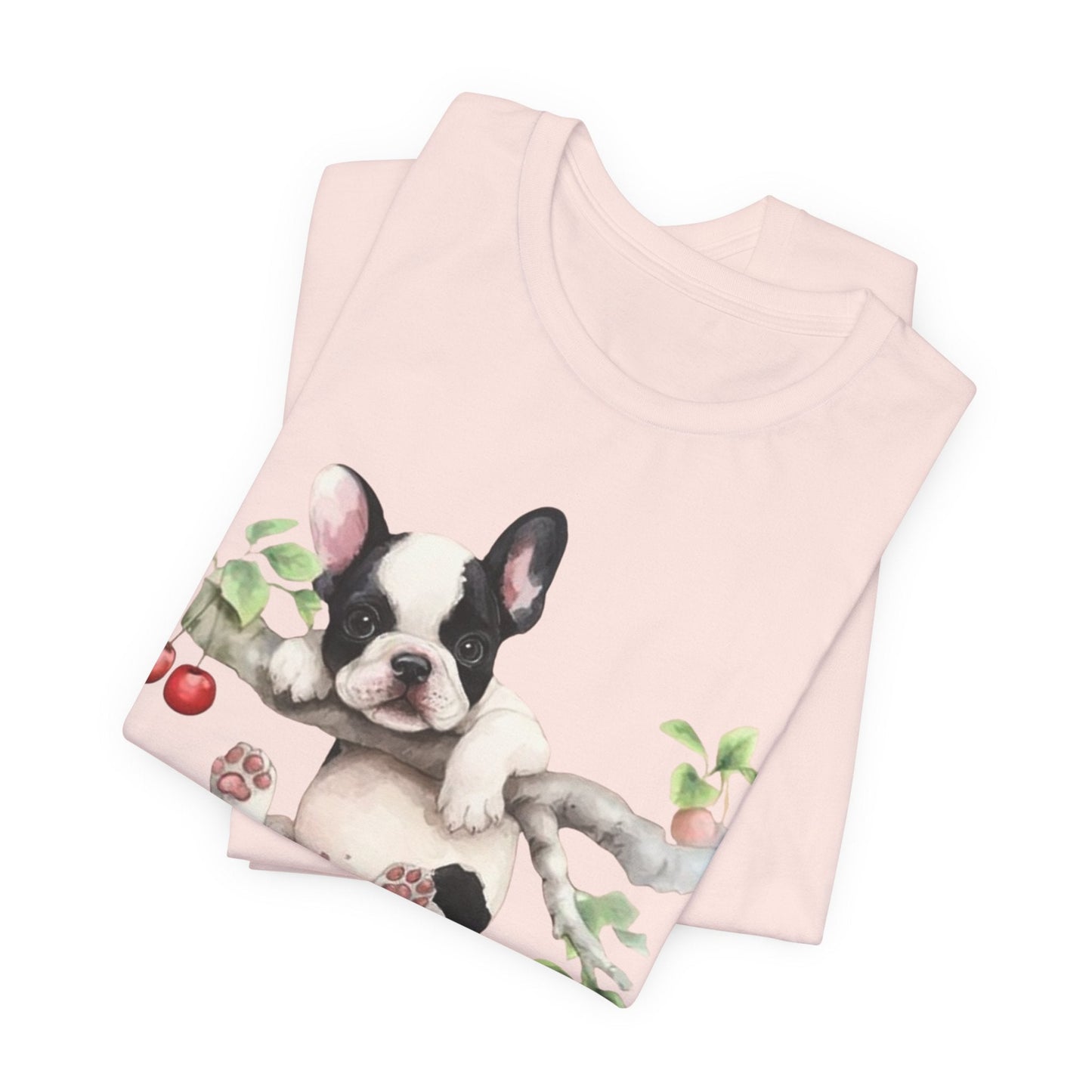 Printify T-Shirt Piebald French Bulldog Hang In There Tshirt