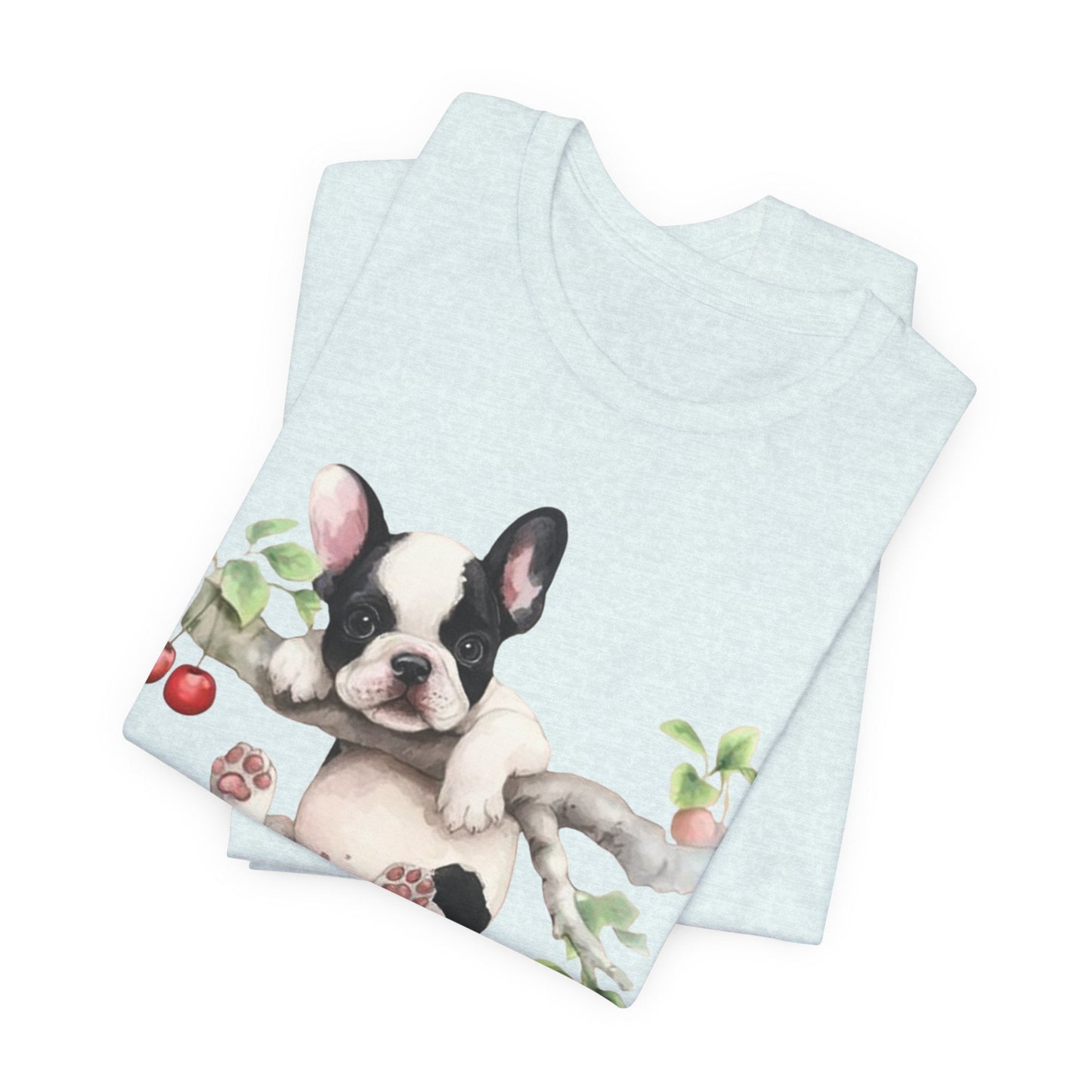 Printify T-Shirt Piebald French Bulldog Hang In There Tshirt