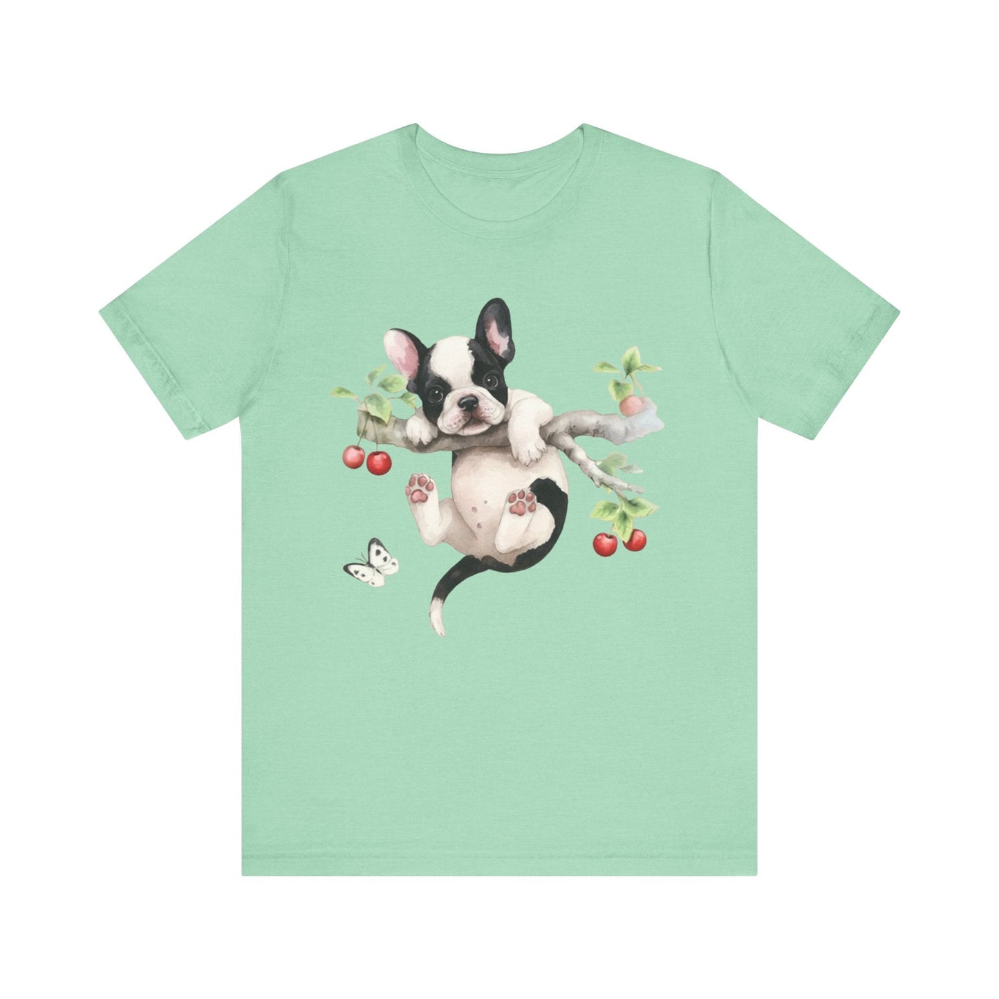 Printify T-Shirt Piebald French Bulldog Hang In There Tshirt