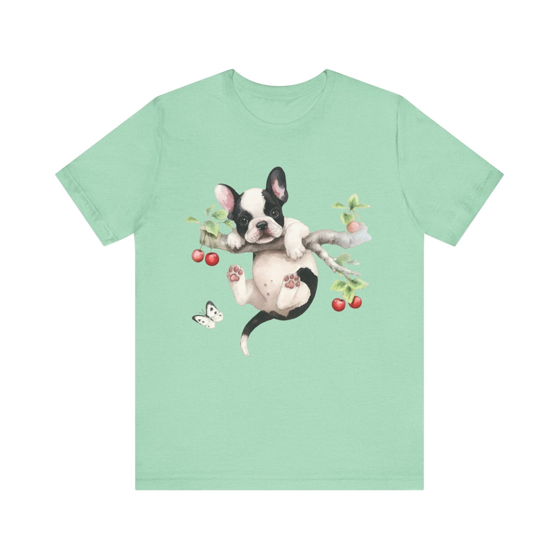 Printify T-Shirt Piebald French Bulldog Hang In There Tshirt