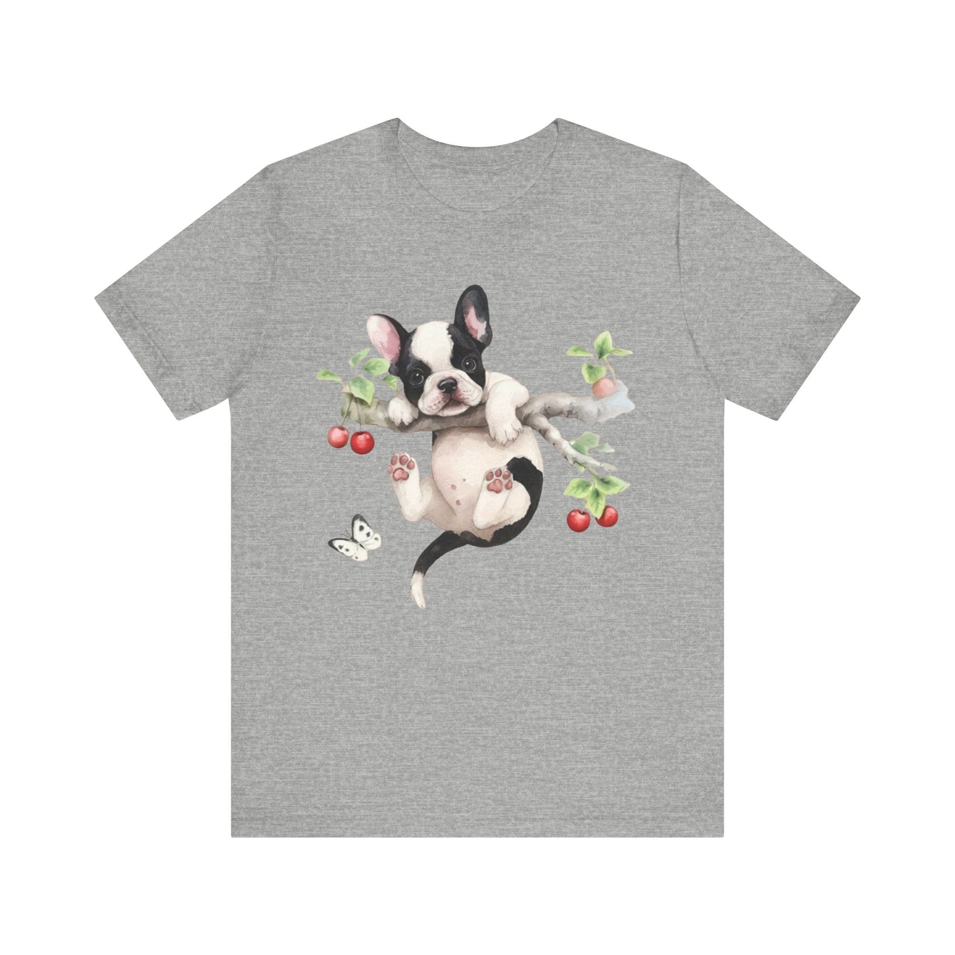 Printify T-Shirt Piebald French Bulldog Hang In There Tshirt