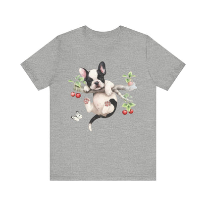 Printify T-Shirt Piebald French Bulldog Hang In There Tshirt