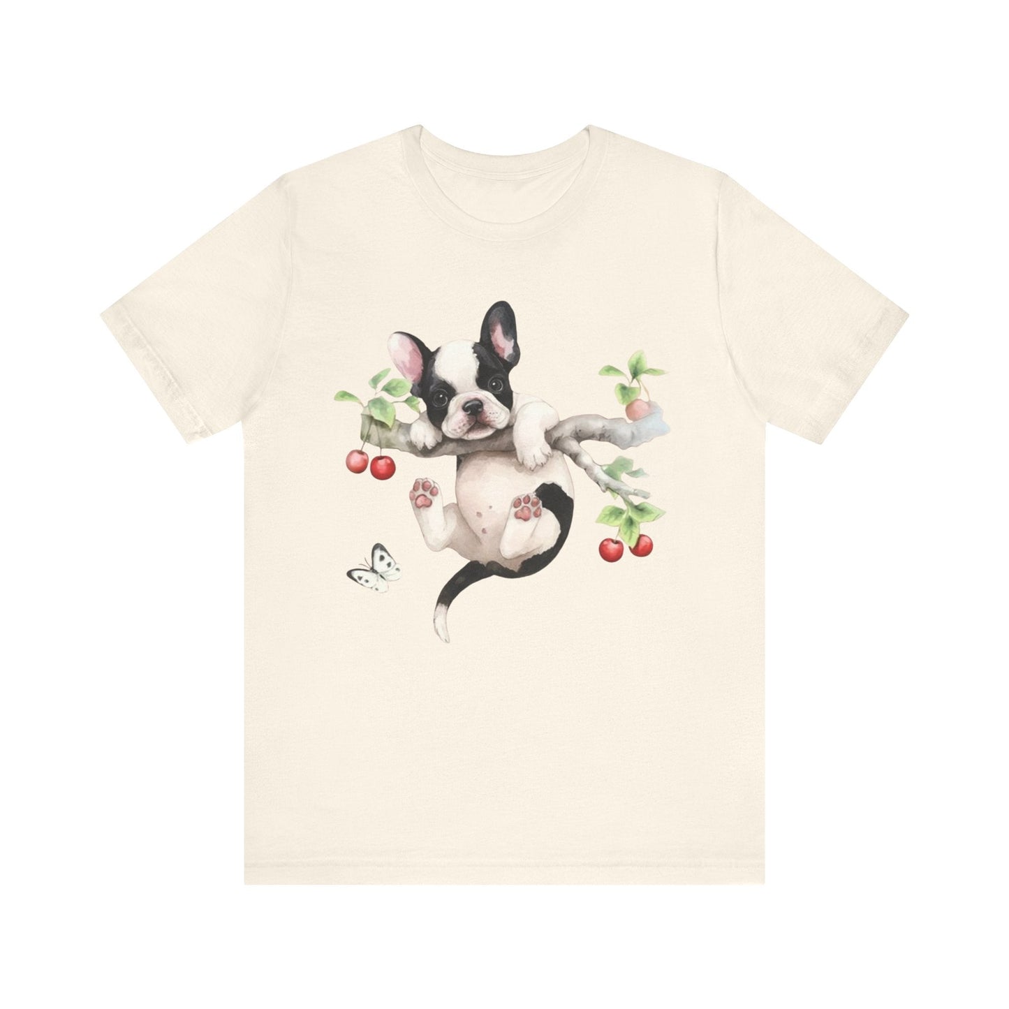 Printify T-Shirt Piebald French Bulldog Hang In There Tshirt