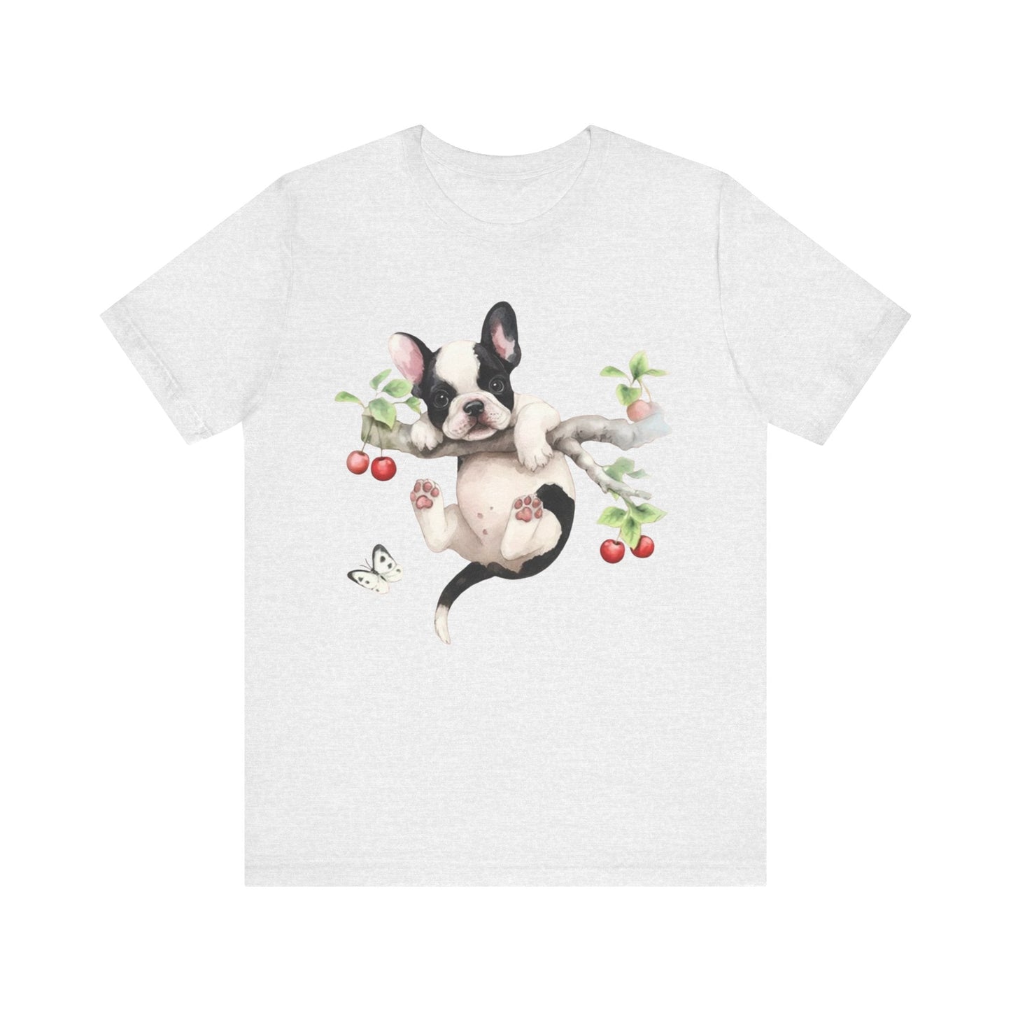 Printify T-Shirt Piebald French Bulldog Hang In There Tshirt