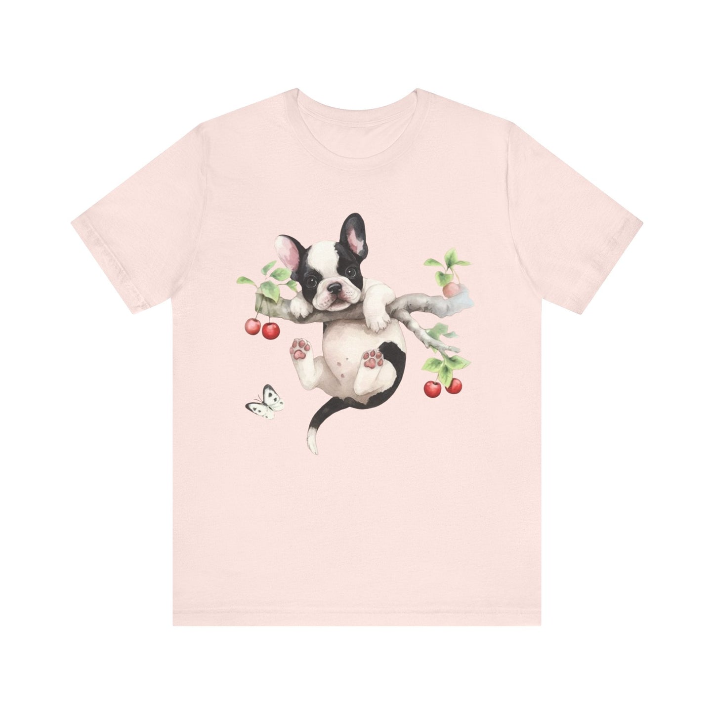 Printify T-Shirt Piebald French Bulldog Hang In There Tshirt