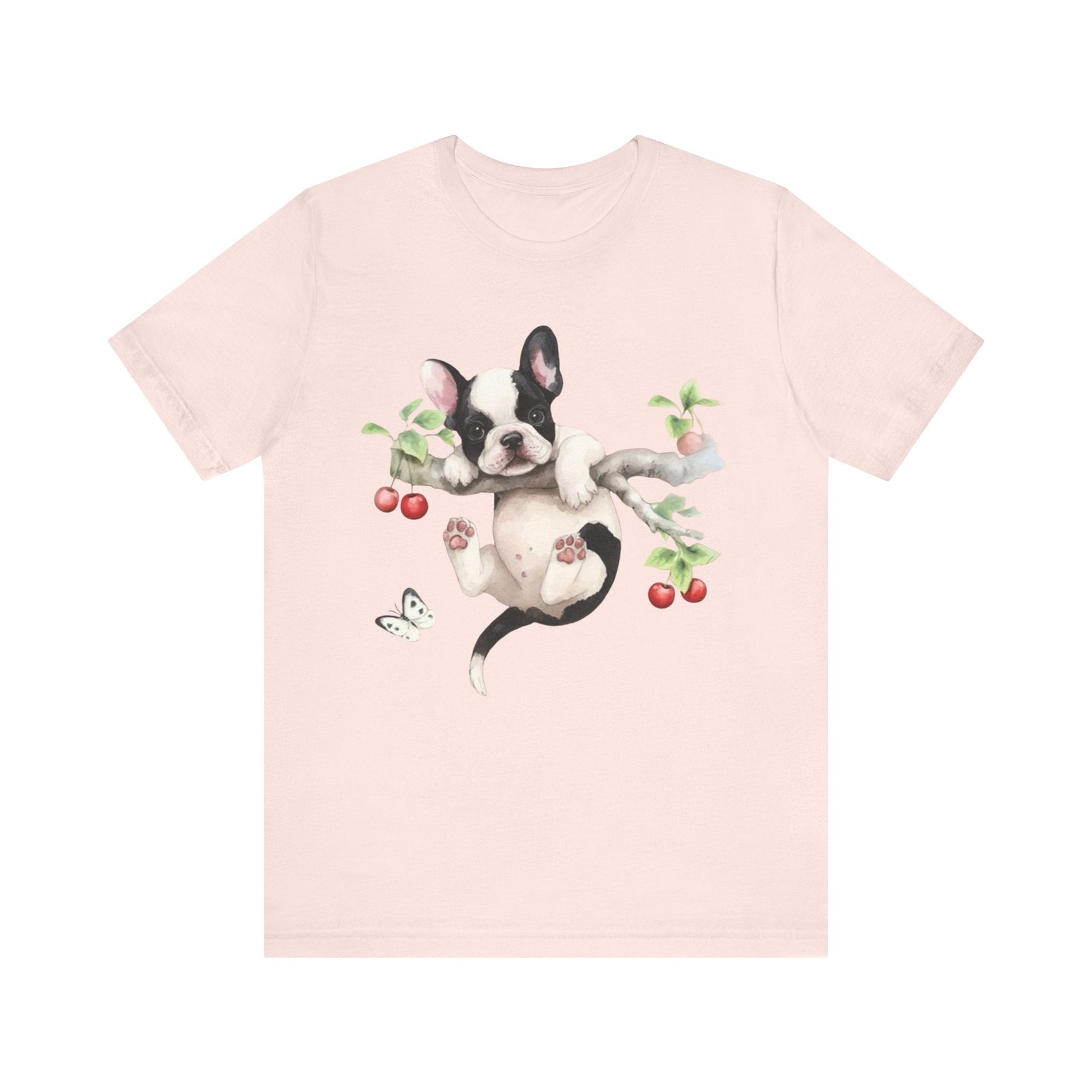 Printify T-Shirt Piebald French Bulldog Hang In There Tshirt