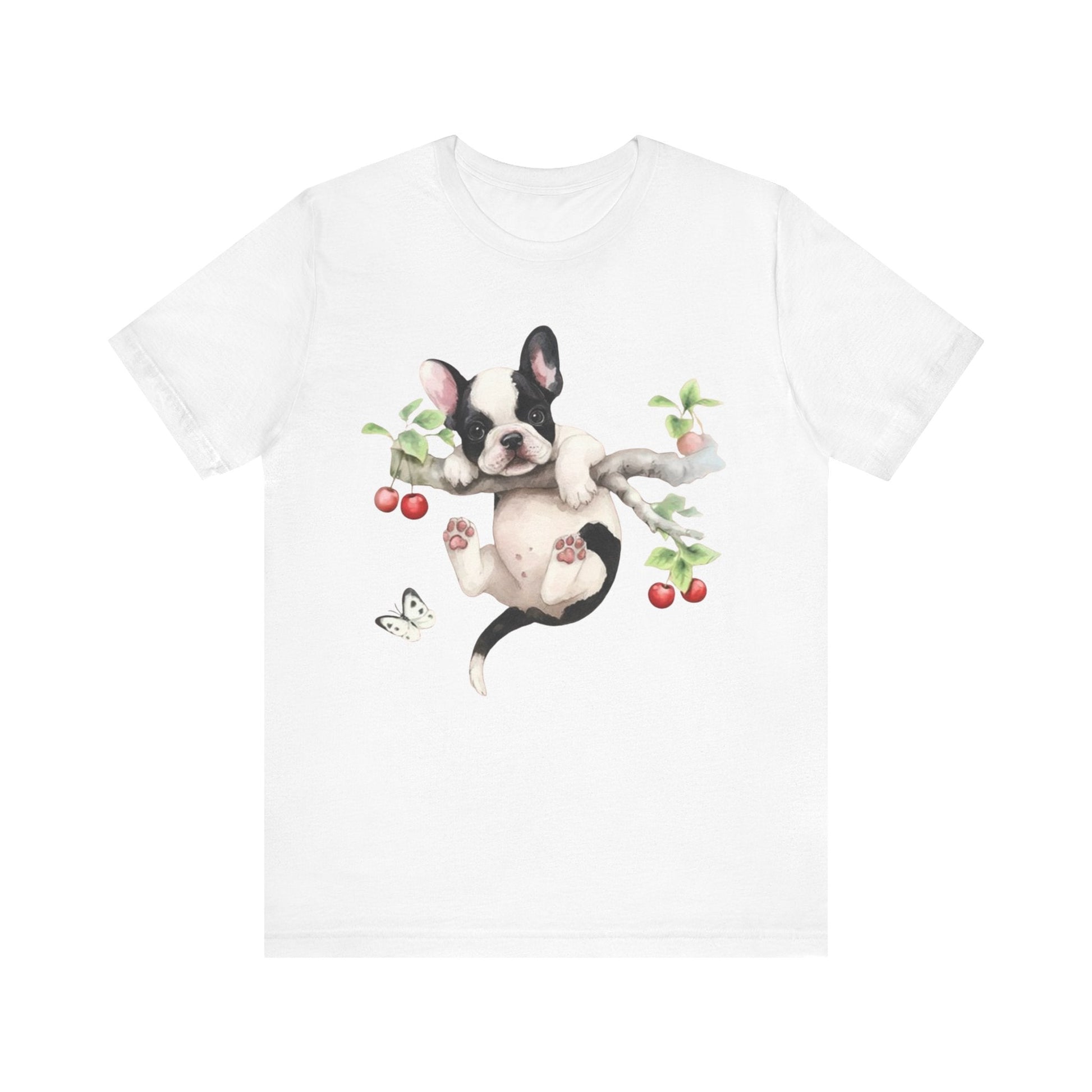 Printify T-Shirt Piebald French Bulldog Hang In There Tshirt