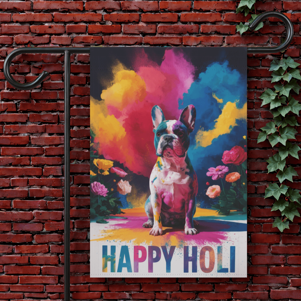 Printify Garden Flag 12'' × 18'' Piebald French Bulldog Holi Garden Flag