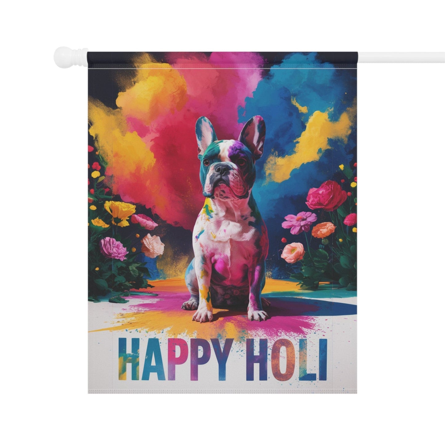 Printify Garden Flag Piebald French Bulldog Holi Garden Flag