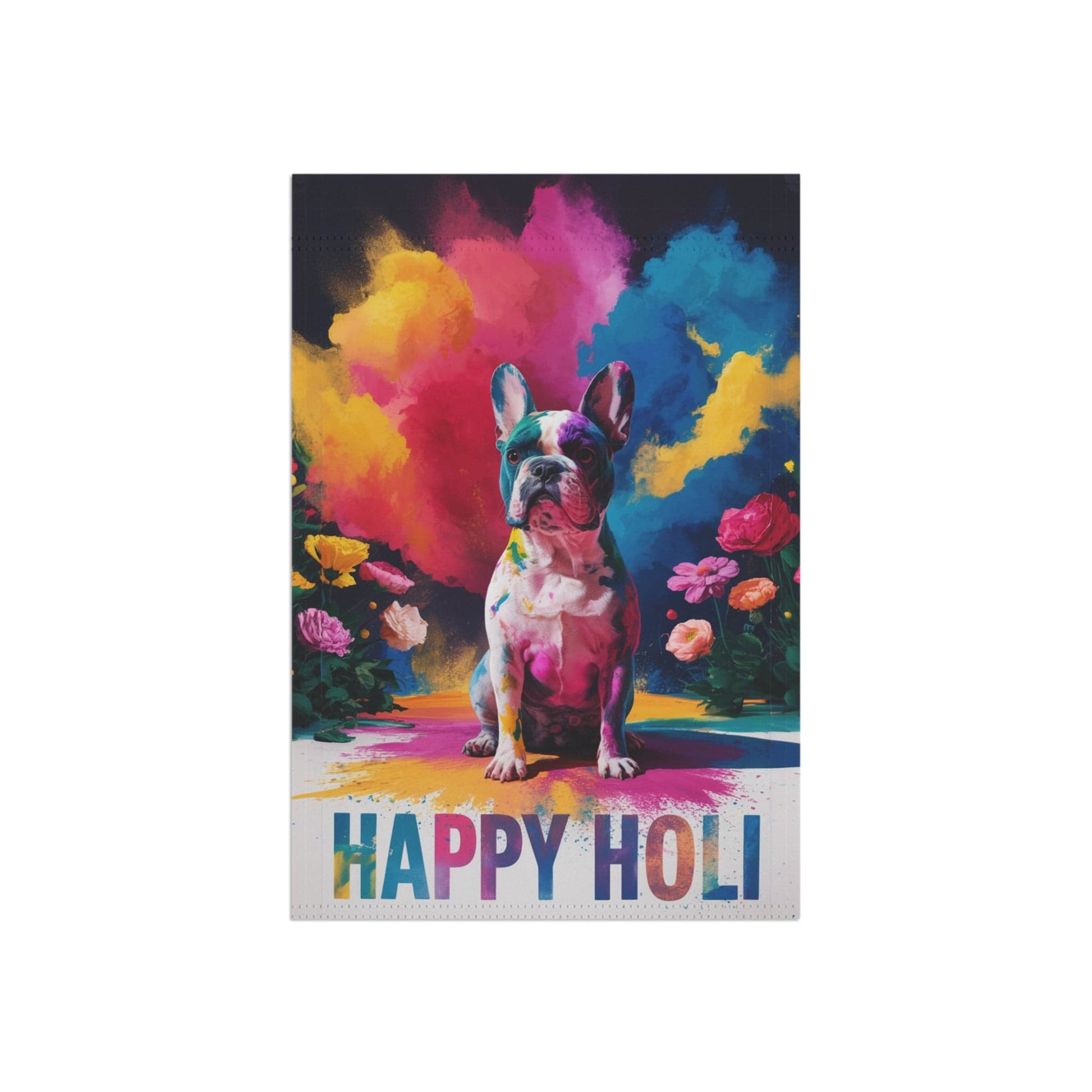 Printify Garden Flag Piebald French Bulldog Holi Garden Flag