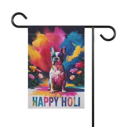 Printify Garden Flag Piebald French Bulldog Holi Garden Flag