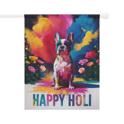 Printify Garden Flag Piebald French Bulldog Holi Garden Flag