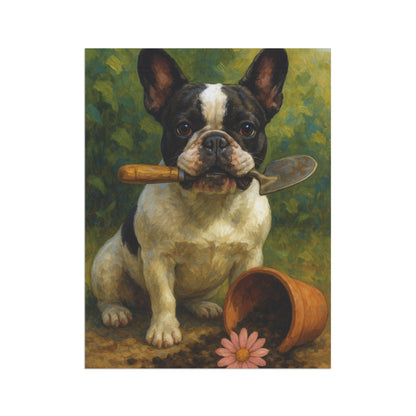 Piebald French Bulldog Little Gardener Garden Flag