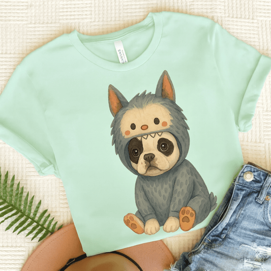 Printify T-Shirt Heather Mint / S Piebald French Bulldog Little Monster TShirt