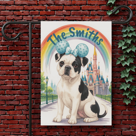Printify Garden Flag 12'' × 18'' Piebald French Bulldog Magical Kingdom Garden Flag