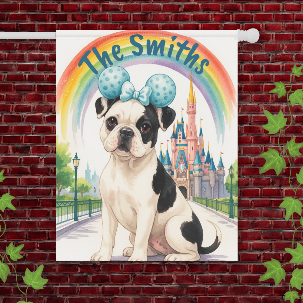 Printify Garden Flag 24.5'' × 32'' Piebald French Bulldog Magical Kingdom Garden Flag