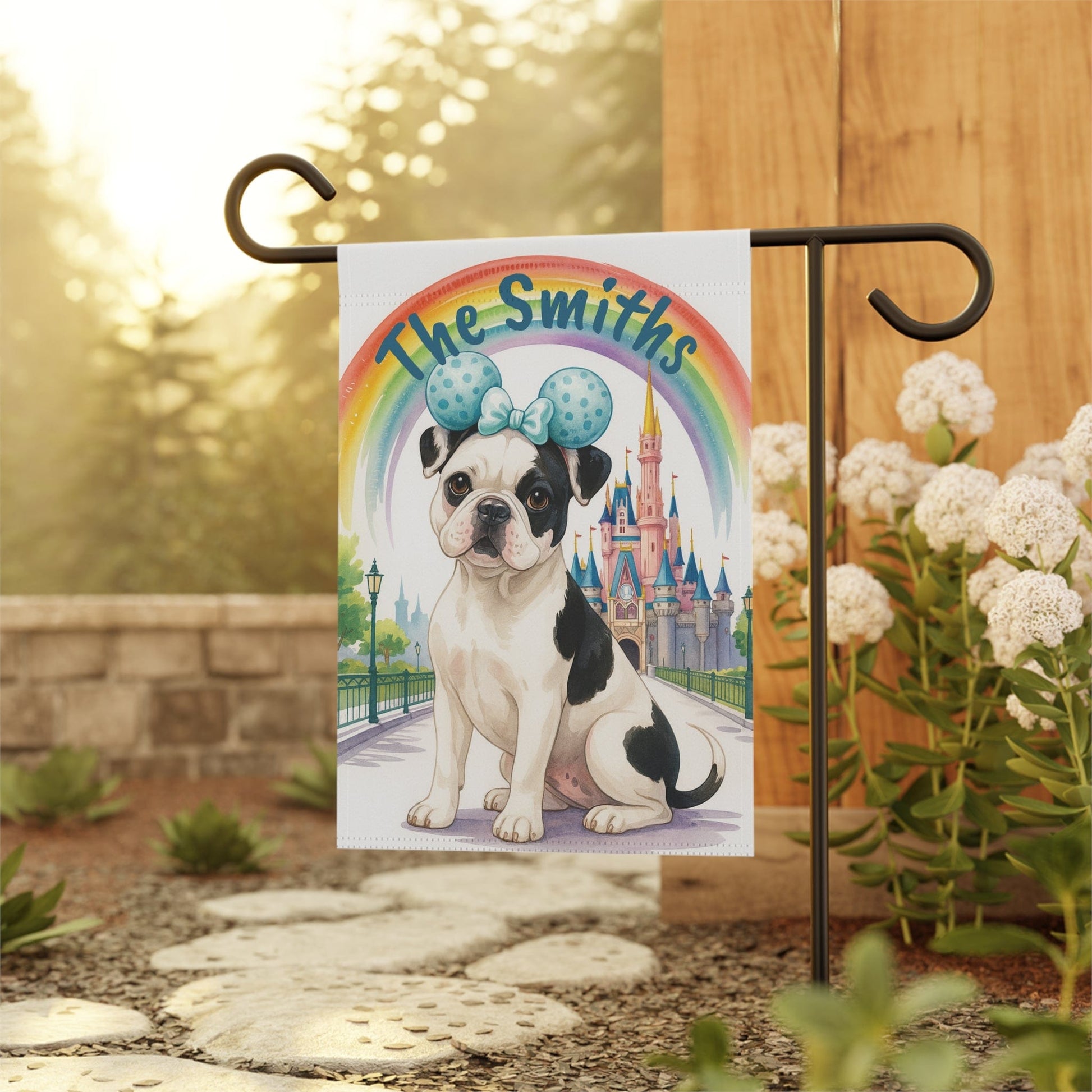 Printify Garden Flag Piebald French Bulldog Magical Kingdom Garden Flag