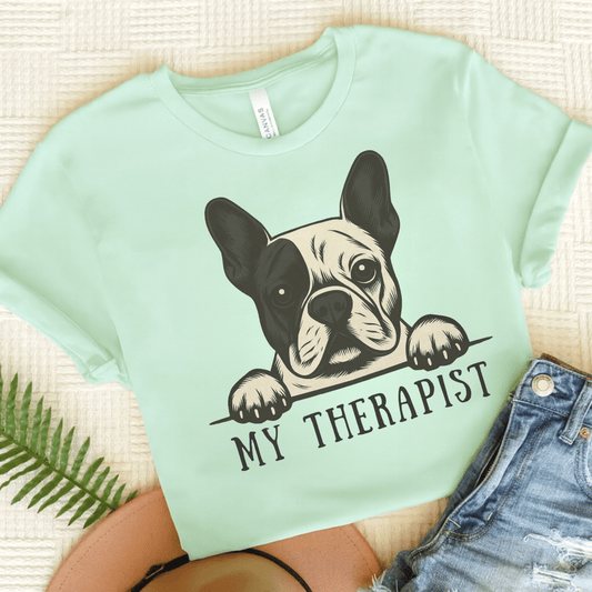 Printify T-Shirt Heather Mint / S Piebald French Bulldog My Therapist TShirt