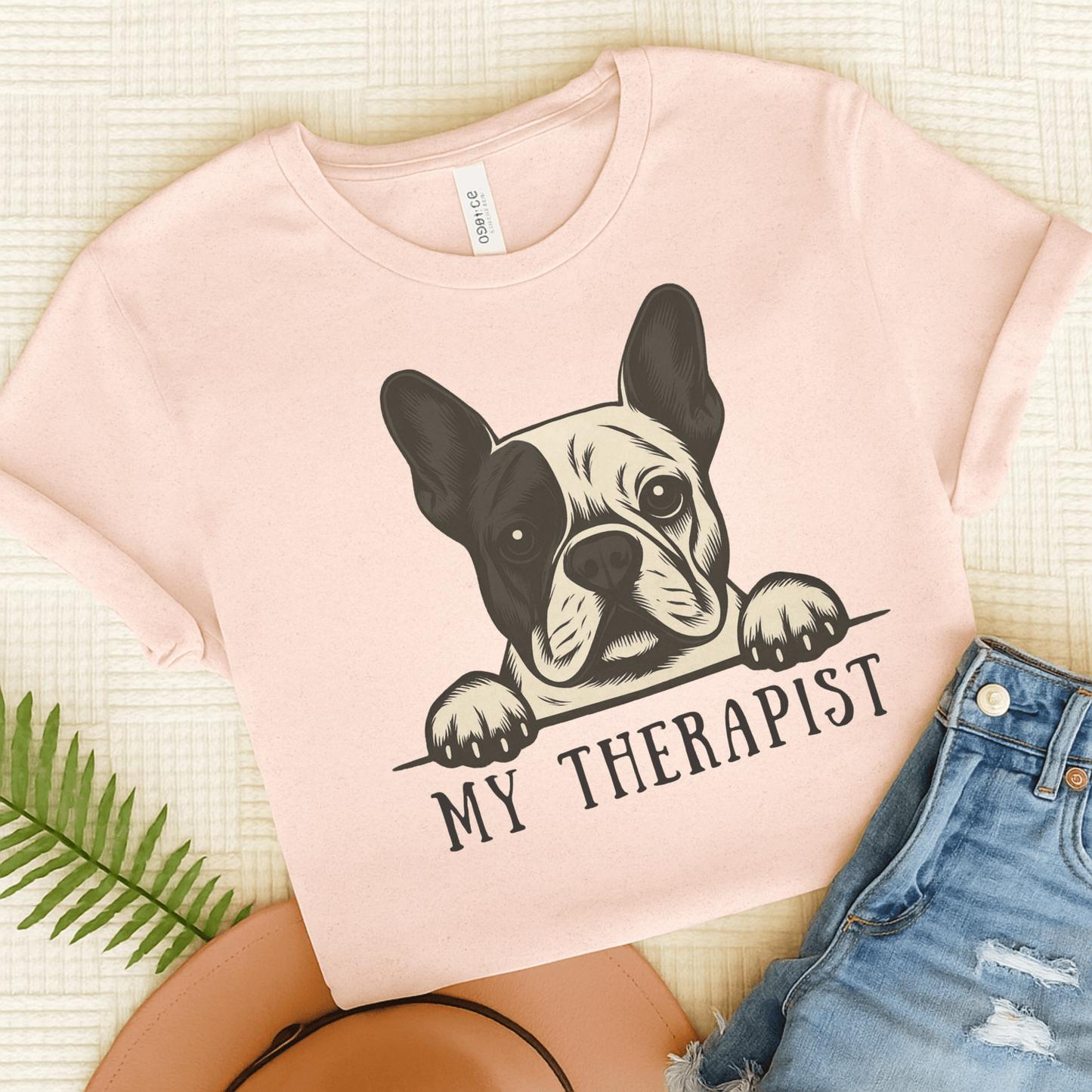 Printify T-Shirt Soft Pink / S Piebald French Bulldog My Therapist TShirt