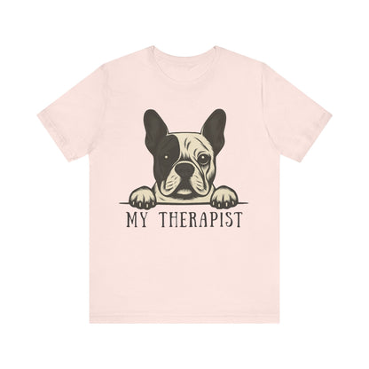 Printify T-Shirt Piebald French Bulldog My Therapist TShirt