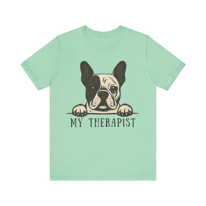 Printify T-Shirt Piebald French Bulldog My Therapist TShirt